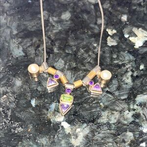 Michou silver & 22 k Elegant Gold and Purple Necklace